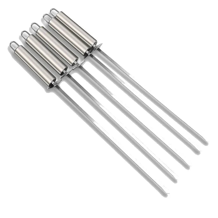 5 Peças de Espeto para Churrasco com Cabo Espeto de Aço Inoxidável para Grelha com Cabo Resistente ao Calor