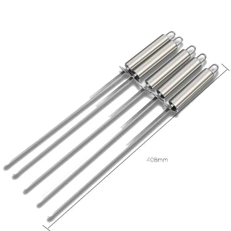5 Peças de Espeto para Churrasco com Cabo Espeto de Aço Inoxidável para Grelha com Cabo Resistente ao Calor