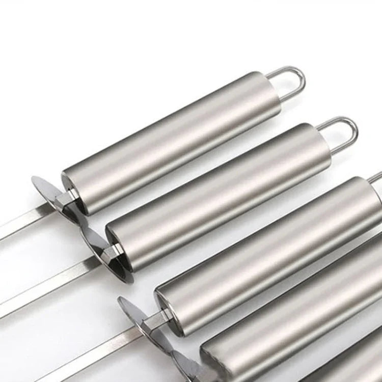 5 Peças de Espeto para Churrasco com Cabo Espeto de Aço Inoxidável para Grelha com Cabo Resistente ao Calor