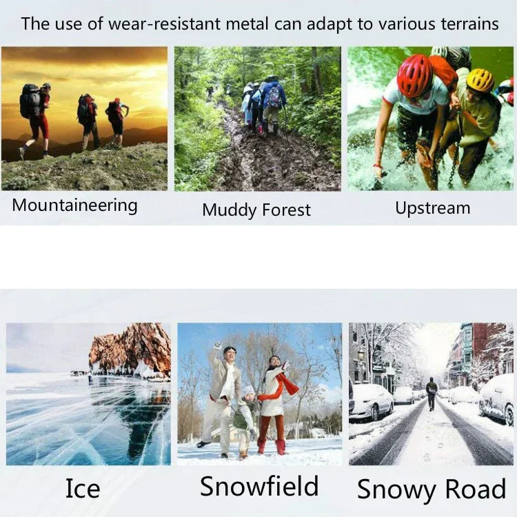 DM-1601 Par de Crampons para Montanhismo ao Ar Livre em Superfície de Neve e Gelo com 7 Dentes, Picos de Liga de Zinco, Capa de Sapato Antiderrapante de Silicone, Capa de Sapato DM-1601