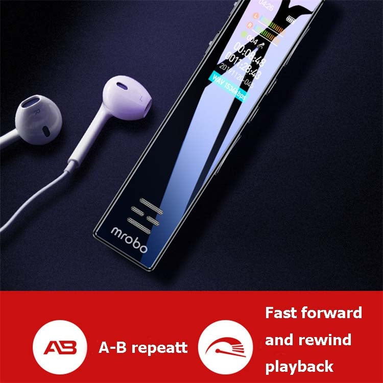 Gravador de Voz Profissional MROBO A10 com Redução de Ruído HD, Leitor MP3 com Ecrã a Cores para Estudantes, 8GB, 16GB