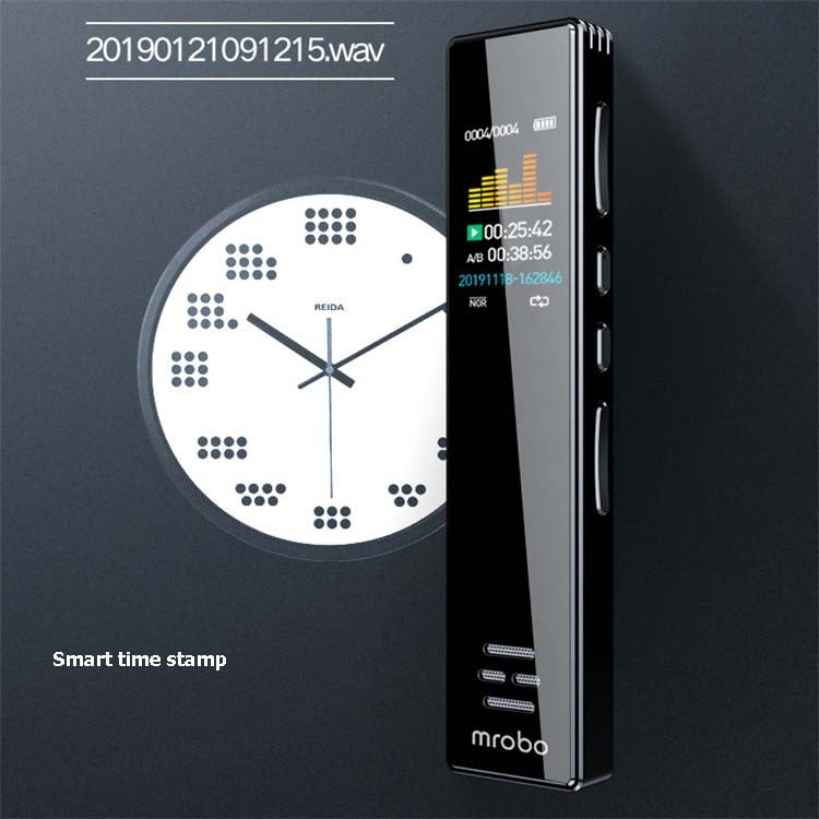Gravador de Voz Profissional MROBO A10 com Redução de Ruído HD, Leitor MP3 com Ecrã a Cores para Estudantes, 8GB, 16GB