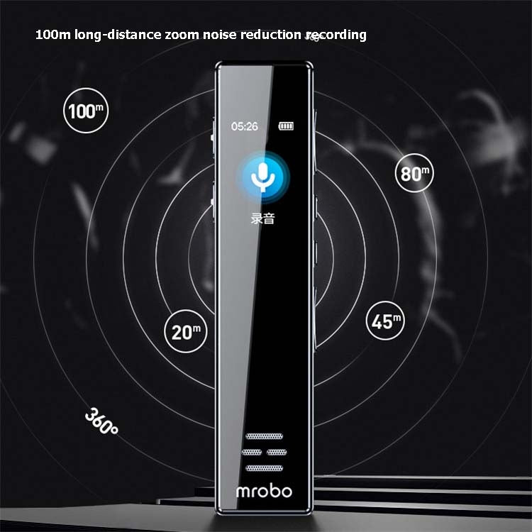 Gravador de Voz Profissional MROBO A10 com Redução de Ruído HD, Leitor MP3 com Ecrã a Cores para Estudantes, 8GB, 16GB