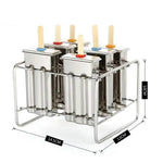 Molde DIY para gelados em aço inoxidável, molde para gelados caseiros, 6 cabeças planas com ranhuras duplas, 6 cabeças redondas com ranhuras duplas, 3 cabeças planas e 3 redondas com ranhuras duplas, 6 copos de melancia com ranhuras duplas
