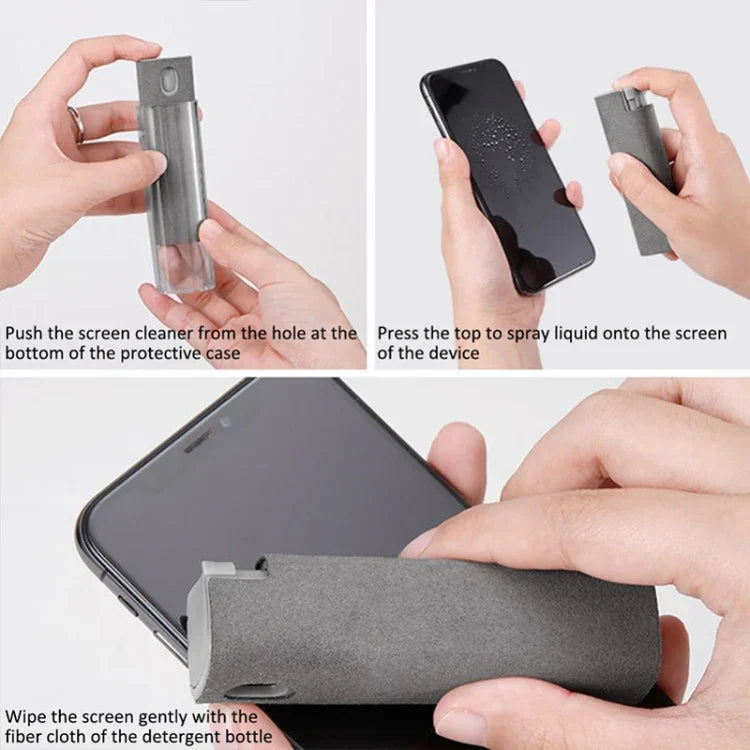 Frasco pulverizador portátil para limpeza de ecrã de computador e telemóvel, rosa sonho (com estojo e embalagem), cinzento espacial (com estojo e embalagem)