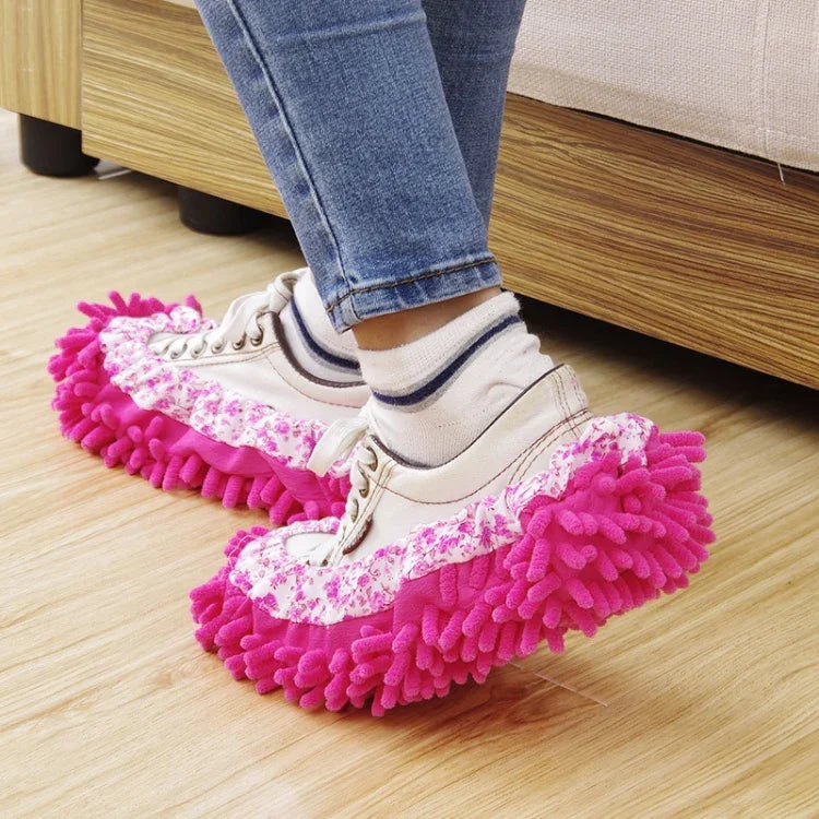2pcs Capa de Sapato para Limpeza Preguiçosa de Chenille Mopa para Limpar Piso Removível e Lavável Cor Aleatória, Mopa para Piso