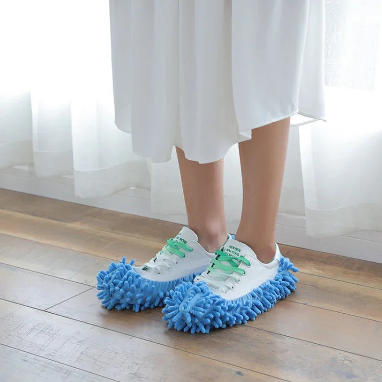 2pcs Capa de Sapato para Limpeza Preguiçosa de Chenille Mopa para Limpar Piso Removível e Lavável Cor Aleatória, Mopa para Piso