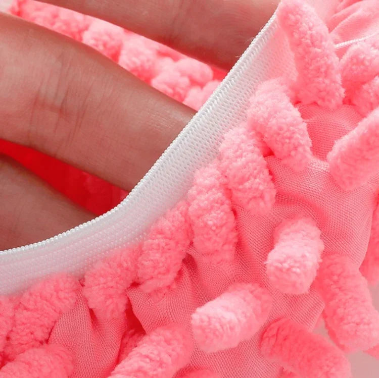 2pcs Capa de Sapato para Limpeza Preguiçosa de Chenille Mopa para Limpar Piso Removível e Lavável Cor Aleatória, Mopa para Piso