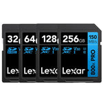 Cartão de Memória Lexar SD-800X Pro Alta Velocidade para Câmara SLR, 32GB, 64GB