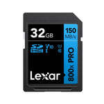 Cartão de Memória Lexar SD-800X Pro Alta Velocidade para Câmara SLR, 32GB, 64GB