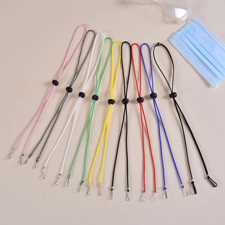 10 unidades de cordão ajustável anti-perda para máscara com gancho para orelha, caxemira, branco, preto, amarelo, verde, azul, rosa, vermelho, cinzento