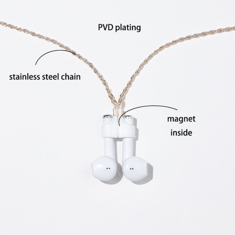 Corrente Anti-perda para Auriculares Sem Fios AIRPODS com Capa Magnética Forte em Aço Inoxidável Titânio, Cores Dourado, Rosa, Preto, Aço