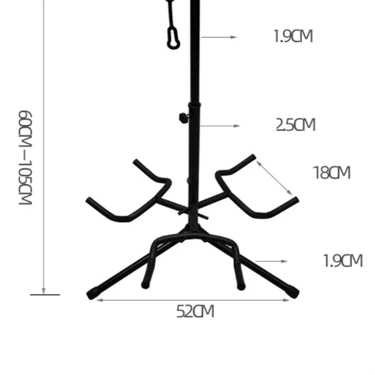 Suporte para Guitarra com Tripé e Ajuste de Altura de Três Cabeças, Suporte para Guitarra de Três Cabeças
