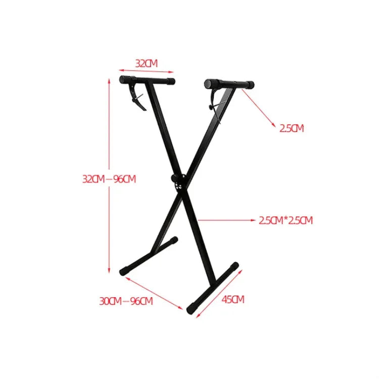 Suporte para Órgão Eletrónico em Tubo Único em Forma de X, Suporte para Órgão Eletrónico em Forma de X