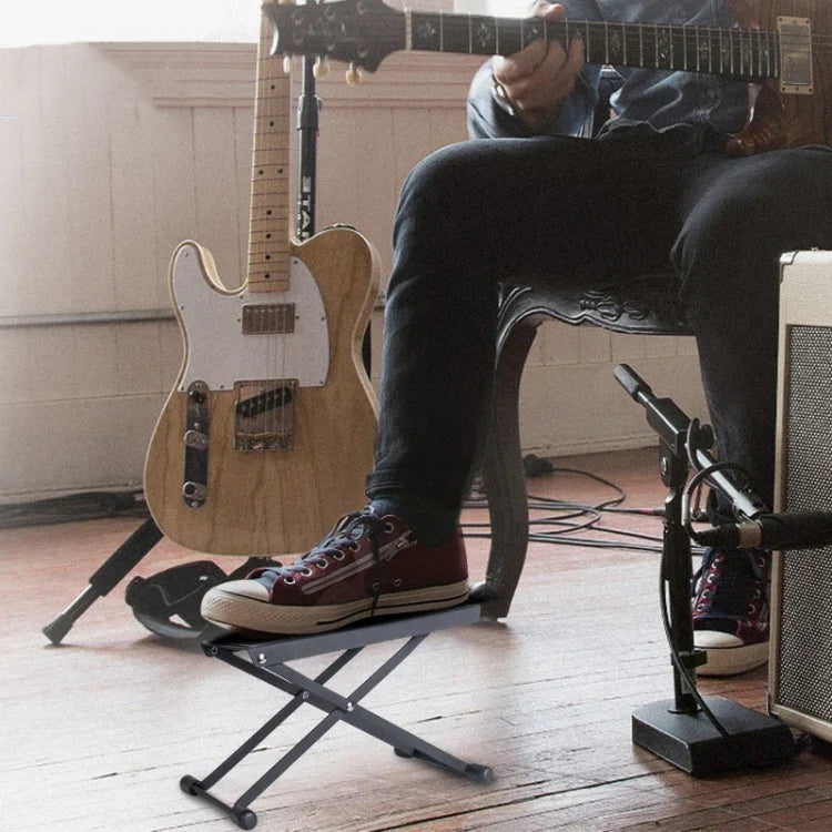 Descanso para Pé de Guitarra Ajustável de 6 Velocidades com Painel Antiderrapante, Pedal para Tocar Guitarra, 6 velocidades