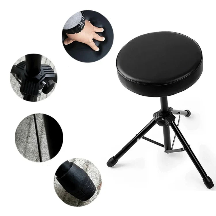 Banco Universal para Instrumentos Musicais com Suporte Metálico Elevatório e Banco Redondo