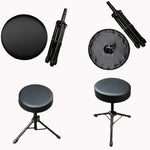Banco Universal para Instrumentos Musicais com Suporte Metálico Elevatório e Banco Redondo