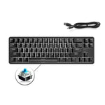 Ajazz K680T Teclado Mecânico Mini USB com Fios e Modo Duplo de Carregamento 68 Teclas para Portátil Bluetooth, Comprimento do Cabo: 1,6m, Interruptor Verde, Preto, Castanho