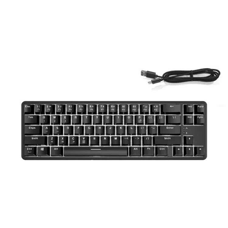 Ajazz K680T Teclado Mecânico Mini USB com Fios e Modo Duplo de Carregamento 68 Teclas para Portátil Bluetooth, Comprimento do Cabo: 1,6m, Interruptor Verde, Preto, Castanho