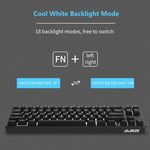 Ajazz K680T Teclado Mecânico Mini USB com Fios e Modo Duplo de Carregamento 68 Teclas para Portátil Bluetooth, Comprimento do Cabo: 1,6m, Interruptor Verde, Preto, Castanho