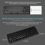 Ajazz K680T Teclado Mecânico Mini USB com Fios e Modo Duplo de Carregamento 68 Teclas para Portátil Bluetooth, Comprimento do Cabo: 1,6m, Interruptor Verde, Preto, Castanho