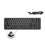 Ajazz K680T Teclado Mecânico Mini USB com Fios e Modo Duplo de Carregamento 68 Teclas para Portátil Bluetooth, Comprimento do Cabo: 1,6m, Interruptor Verde, Preto, Castanho
