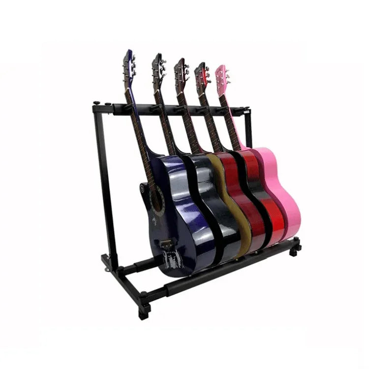 Suporte Dobrável de Metal Longo para Exposição de Guitarra, Três Prateleiras, Cinco Prateleiras, Sete Prateleiras, Nove Prateleiras