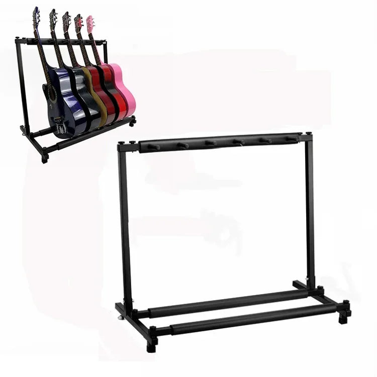 Suporte Dobrável de Metal Longo para Exposição de Guitarra, Três Prateleiras, Cinco Prateleiras, Sete Prateleiras, Nove Prateleiras