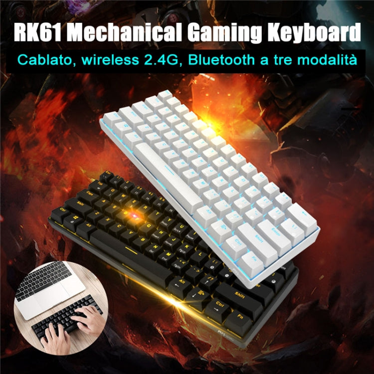 RK61 Teclado Mecânico Bluetooth / Sem Fios com Modo Duplo 61 Teclas para Tablet, Móvel e Jogos, Comprimento do Cabo: 1,5m, Interruptor Castanho, Verde, Vermelho