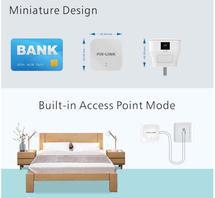 Repetidor amplificador de sinal WIFI PIXLINK WR12 300Mbps, Plugue UE, Plugue Reino Unido, Plugue EUA, Plugue AU