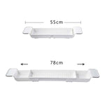 Prateleira retrátil para banheira com dreno, prateleira de plástico para banho, prateleira para armazenamento de chuveiro de banheira, Branco+Cinza