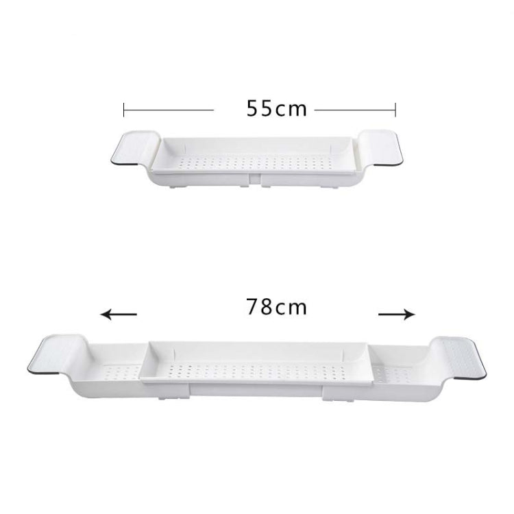 Prateleira retrátil para banheira com dreno, prateleira de plástico para banho, prateleira para armazenamento de chuveiro de banheira, Branco+Cinza