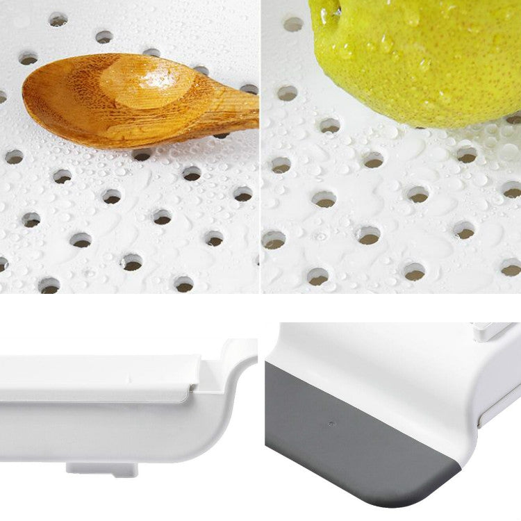 Prateleira retrátil para banheira com dreno, prateleira de plástico para banho, prateleira para armazenamento de chuveiro de banheira, Branco+Cinza