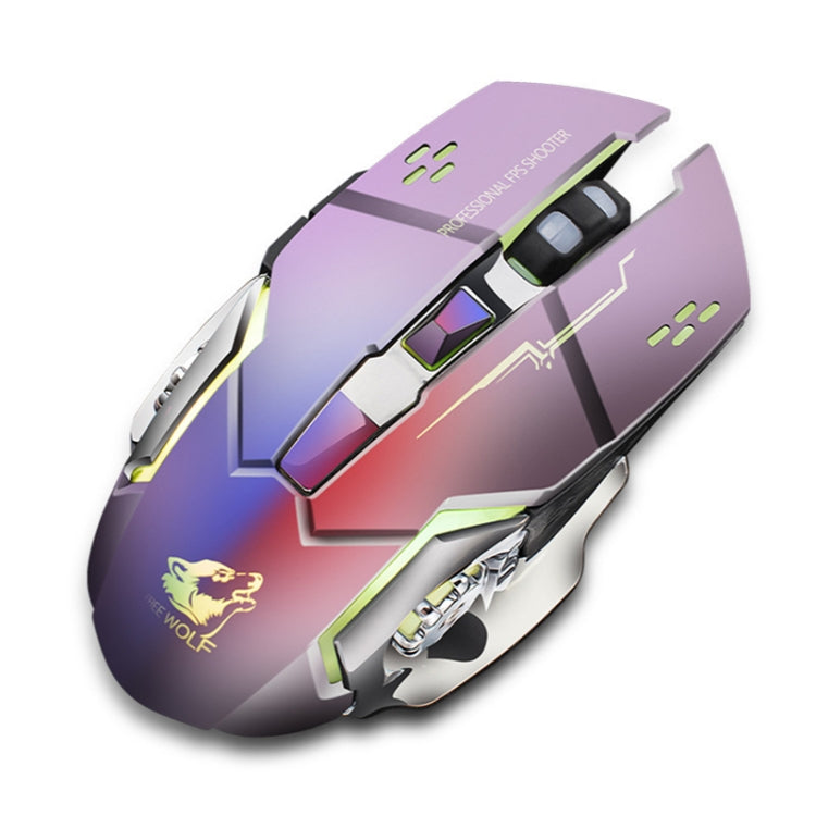 FREEDOM-WOLF X8 Rato Mecânico de Jogo Sem Fios 2.4G com 6 Teclas 2400 DPI, Carregamento Sem Fios, Silencioso e Luminoso, X8 Preto, X8 Cinzento Metalizado, X8 Preto Estrela