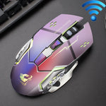 FREEDOM-WOLF X8 Rato Mecânico de Jogo Sem Fios 2.4G com 6 Teclas 2400 DPI, Carregamento Sem Fios, Silencioso e Luminoso, X8 Preto, X8 Cinzento Metalizado, X8 Preto Estrela