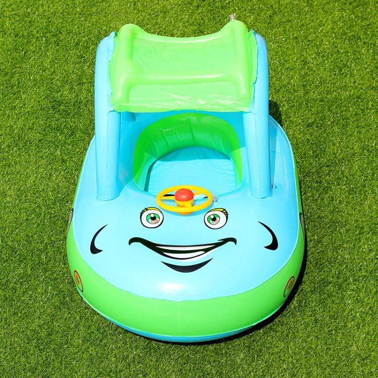 Anel de Natação para Bebé com Proteção Solar e Sombreiro, Forma de Barco Inflável com Buzina, Azul Claro + Verde, Roxo + Amarelo