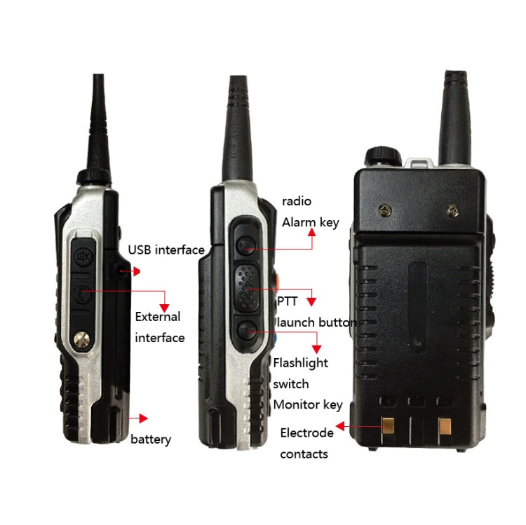 Walkie-talkie FM Mini de Alta Potência Baofeng BF-B2Plus Outdoor 15km, Plugue AU, Plugue UE, Plugue EUA, Plugue Reino Unido
