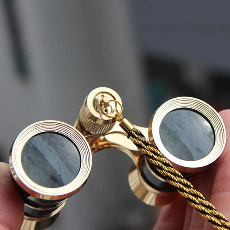 Binóculos Clássicos para Senhora 3x25mm para Assistir a Dramas, com Corrente, Preto com Corrente