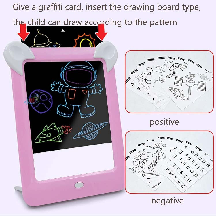Quadro de Desenho Luminoso LED Quadro de Escrita Fluorescente Eletrónico Quadro de Mensagens para Crianças, Azul, Rosa