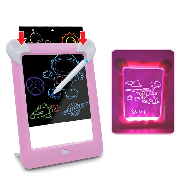 Quadro de Desenho Luminoso LED Quadro de Escrita Fluorescente Eletrónico Quadro de Mensagens para Crianças, Azul, Rosa