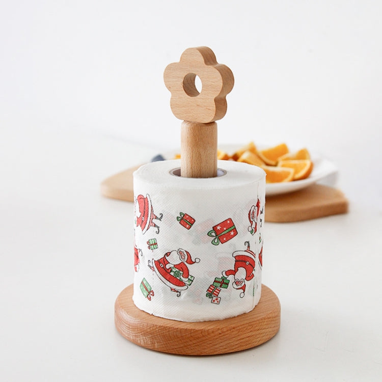 Suporte Vertical para Rolo de Papel em Madeira Maciça para Cozinha, Pequeno Suporte para Pano Preguiçoso com Flor, Suporte Vertical para Pano