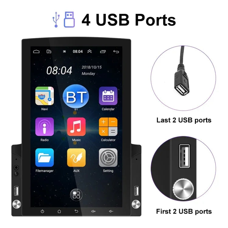 Leitor MP5 para Carro com Ecrã Vertical de 9,7 polegadas HD e Vidro 2.5D, Navegação Android Máquina Tudo-em-um, Standard, Standard+4 Câmaras com Luzes, Standard+8 Câmaras com Luzes, Standard+12 Câmaras com Luzes