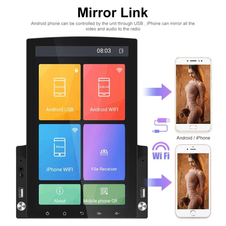 Leitor MP5 para Carro com Ecrã Vertical de 9,7 polegadas HD e Vidro 2.5D, Navegação Android Máquina Tudo-em-um, Standard, Standard+4 Câmaras com Luzes, Standard+8 Câmaras com Luzes, Standard+12 Câmaras com Luzes