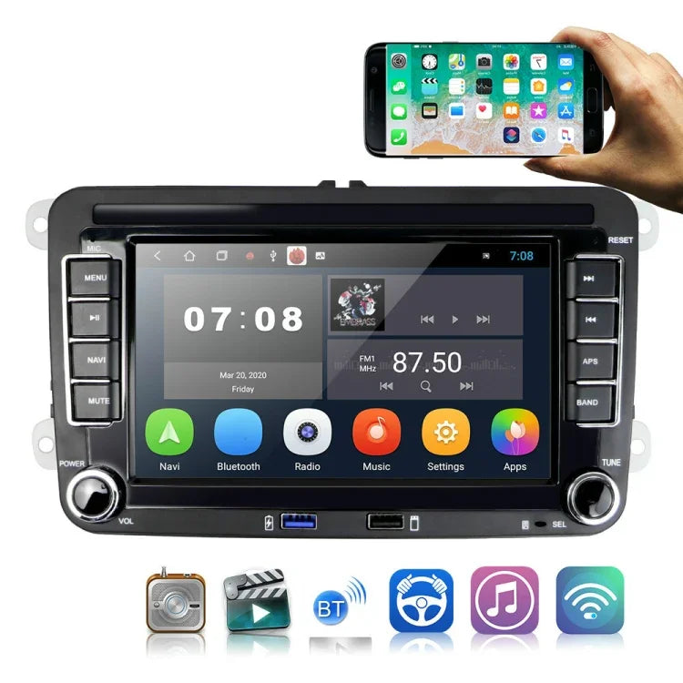 Adequado para Volkswagen Reprodutor Multimédia para Carro 7 polegadas Navegação Bluetooth Máquina Integrada de Reversão Android 10.0, 1+16G, 2+16G, 2+32G