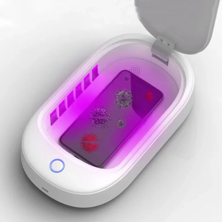 Caixa de esterilização HE01 para telemóvel, lâmpada de esterilização ultravioleta UVC, tampa cinzenta, tampa verde escura