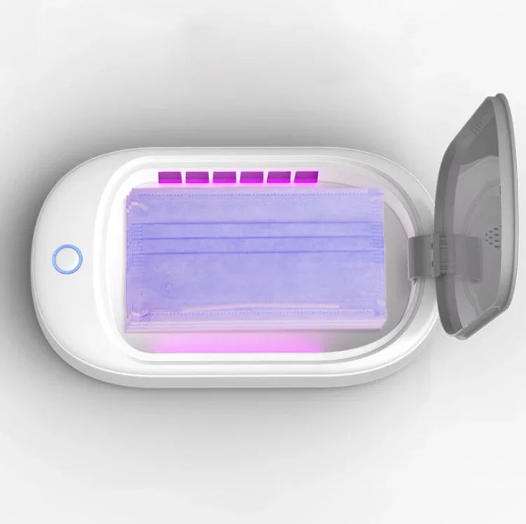 Caixa de esterilização HE01 para telemóvel, lâmpada de esterilização ultravioleta UVC, tampa cinzenta, tampa verde escura