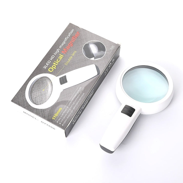 Lupa Portátil de Alta Definição com Luz LED para Leitura e Manutenção para Idosos, 95mm 10x, 110mm 30x Lente Dupla