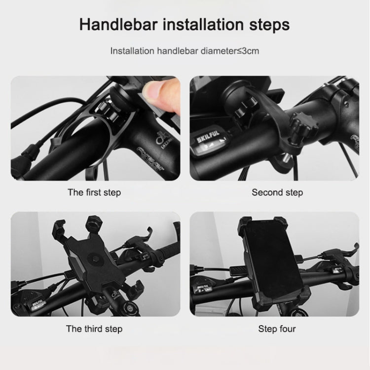Suporte para Telemóvel para Bicicleta Elétrica com Rotação de 360 graus, Suporte Ajustável em Quatro Direções para Motocicleta, Guiadores, Espelhos Retrovisores