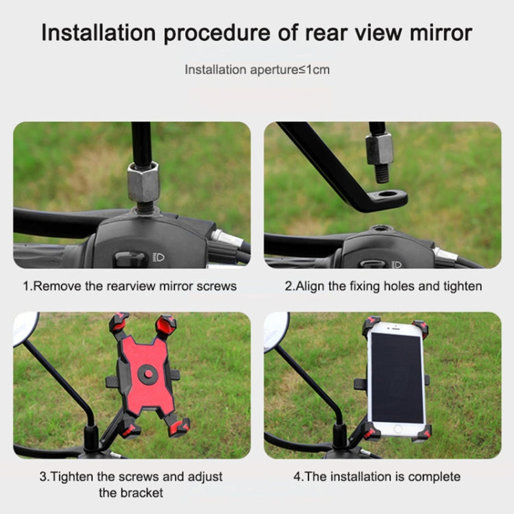 Suporte para Telemóvel para Bicicleta Elétrica com Rotação de 360 graus, Suporte Ajustável em Quatro Direções para Motocicleta, Guiadores, Espelhos Retrovisores