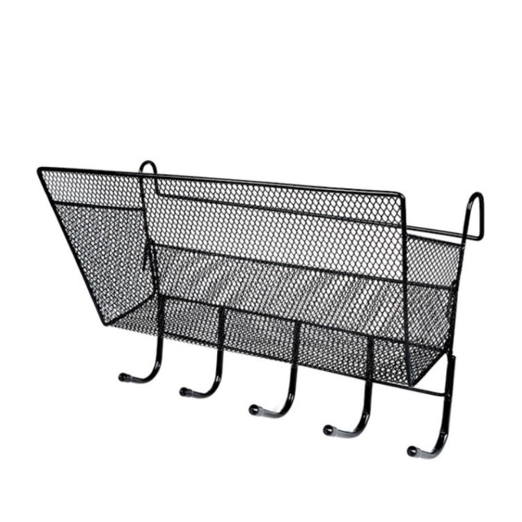 Prateleira de Armazenamento para Beliche Superior de Dormitório Cesto Suspenso com Gancho, Cesto Preto + Gancho Preto, Cesto Branco + Gancho Branco